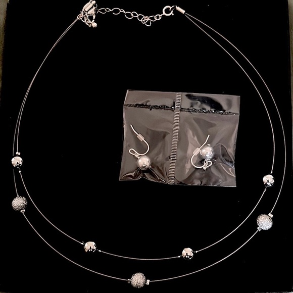 👗Beaded Cable Necklace & Earrings Matching Set👗 2 Piece Set - Picture 1 of 4